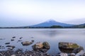 Close up Fuji Mountain blue sky view , Mt.fuji background lake Kawaguchi. Royalty Free Stock Photo