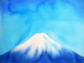 Fuji mountain fujisan and blue sky watercolor painting illustration
