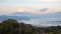 Fuji moutain and habour landscpae view