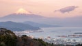 Fuji moutain and habour landscpae view