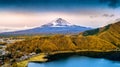 Fuji mountain and Kawaguchiko lake, Autumn seasons Fuji mountain at yamanachi in Japan