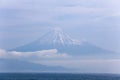 Fuji Mountain in Mist above the Sea Royalty Free Stock Photo