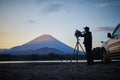 Fuji mountain over the Lake Shoji