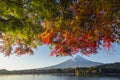 Fuji mountain and Red Maple Leaves in Autumn, Kawaguchiko Lake,japan Royalty Free Stock Photo