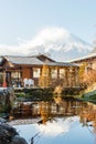 Fuji mountain and reflect in water. Royalty Free Stock Photo