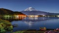 Fuji Mountain Reflection at Night time Kawaguchiko Lake Royalty Free Stock Photo