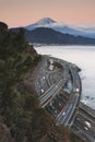 Fuji Mountain and Tomei Expressway at Satta-toge Pass, Shizuoka,