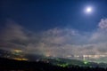 Fuji Panoramadai view with star and moon, Yamanaka Royalty Free Stock Photo