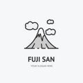 Fuji San Japanese Mountain Sign Thin Line Icon Emblem Concept. Vector