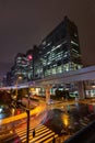 Fuji TV building at night in Daiba district in Tokyo Japan Royalty Free Stock Photo