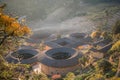 The Fujian tulou, old traditional rural dwellings in China aerial view Royalty Free Stock Photo