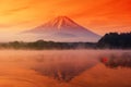 Fujisan and lake Shoji at dawn Royalty Free Stock Photo