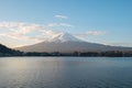 Fujisan Mountain with view of lake Kawaguchiko in Japan