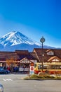 Fujiyama Bus Station At Lake Kawaguchiko With Fuji Mount in Background in Japan at November