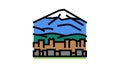 fujiyama mountain color icon animation