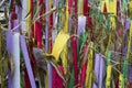 Fujiyoshida city, Japan - June 13, 2017: Colorful prayers and w