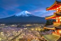 Fujiyoshida, Japan at Chureito Pagoda and Mt. Fuji in the spring Royalty Free Stock Photo