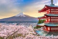 Fujiyoshida, Japan with Mt. Fuji and Chureito Pagoda Royalty Free Stock Photo