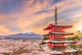 Fujiyoshida, Japan view of Mt. Fuji and pagoda Royalty Free Stock Photo