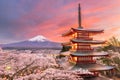 Fujiyoshida, Japan view of Mt. Fuji and Pagoda Royalty Free Stock Photo