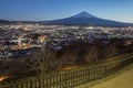 Fujiyoshida Town at night time with Mount Fuji