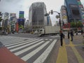 Japanese people wait for signal to cross the road