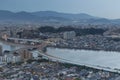 Fukuoka, Japan cityscape and office buildings