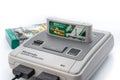 Nintendo 1990`s hit zelda link to the past cartridge plug in the original Nintendo Super Famicom