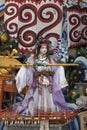 Fukuoka, Japan-October 19, 2018: Detail of a huge festival float, called kazariyam, on permanent display in the Kushida ninja