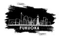 Fukuoka Japan Skyline Silhouette. Hand Drawn Sketch.