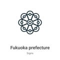 Fukuoka prefecture outline vector icon. Thin line black fukuoka prefecture icon, flat vector simple element illustration from Royalty Free Stock Photo