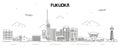 Fukuoka cityscape line art vector illustration