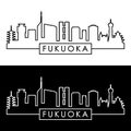 Fukuoka skyline. Linear style.