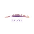 Fukuoka skyline silhouette.