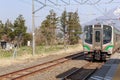 Train to Koriyama at Kawageta railway station, Fusushima, Japan