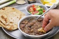 Ful and aish baladi, Egyptian breakfast Royalty Free Stock Photo