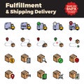 Fulfillment and shipping delivery filled outline icons