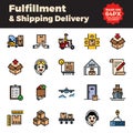 Fulfillment and shipping delivery filled outline icons