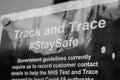 FULHAM, LONDON, ENGLAND- 17 February 2021: Track and trace #StaySafe poster Royalty Free Stock Photo