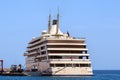 Fulk al Salamah, luxurious five-deck yacht of Sultan Qaboos, moored in Mutrah port. Sultanate of Oman Royalty Free Stock Photo