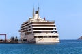 Fulk al Salamah, luxurious five-deck yacht of Sultan Qaboos, moored in Mutrah port. Sultanate of Oman Royalty Free Stock Photo