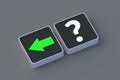 Full access to the secret. Question mark and arrow on buttons. Alternative sources of information. True answers
