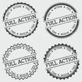 Full action insignia stamp isolated on white.