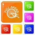 Full ahead icons set vector color