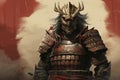 Full armored traditional samurai. Beautiful illustration picture. Generative AI