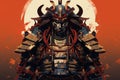 Full armored traditional samurai. Beautiful illustration picture. Generative AI