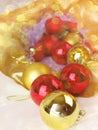 Full bag of gift boxes . Christmas ball ornaments. Time to make surprises, Christmas gift box and color balls Royalty Free Stock Photo