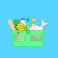 Full basket of fresh food clip art Royalty Free Stock Photo