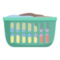 Full basket of kids clothes icon cartoon . Machine wash