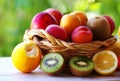 full basket of ripe fruits